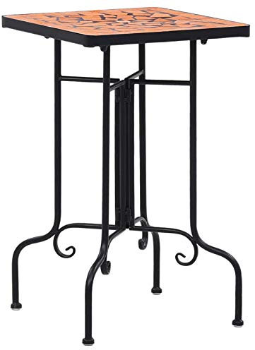 Homgoday Mesa de servicio con mosaico de terracota de cerámica, muebles para el hogar, interior y exterior, salón o dormitorio