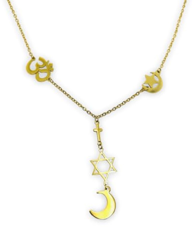 collier chaine fine pendentifs religion - croix étoile turc maguen david islam indien - acier inoxydable or ou argent - collier multi religion - porte bonheur