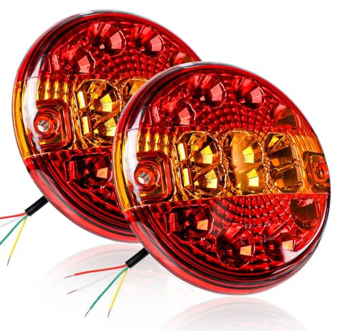 Yinaolan 2Pcs LED Rear Trailer Lights, 12/24V Waterproof LED Tail/Stop/Brake Light, Turn Signal Indicator Lamp for Caravan/Van/Boat/Camper/Truck/Lorry/Tractor (E-mark)