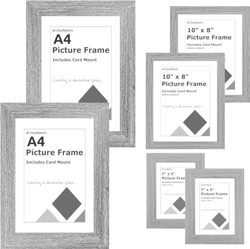 Collage Picture Frame Set, Light Grey, Set of 8, A4 and 6 x 4 Multi Frames, Picture Photo Frame Set, Wall Collage