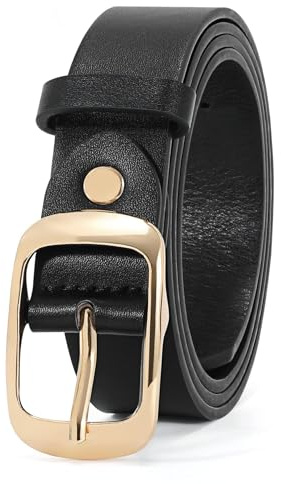 WHIPPY Damen-Ledergürtel in Übergröße, modischer Jeans Gürtel mit fester Dornschließe für Jeans-Hosen-Kleid,150cm schwarz