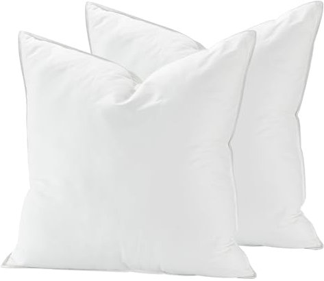 Deodar Daunenkissen Federkissen 80x80 | 2er Set | Für Allergiker Geeignet | 1KG Füllungen | 3 Kammer Atmungsaktiv Hotel Qualität Kopfkissen | Baumwollbezug | Waschbar | Öko-Tex RDS Zertifiziert