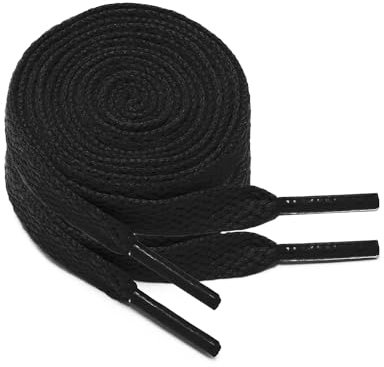 GOODSALEOK 2 Paires Lacets Chaussures Lacets de sport plats de 8 mm de large Chaussures de course Chaussures de planche Cadeau unisexe Noir 120cm