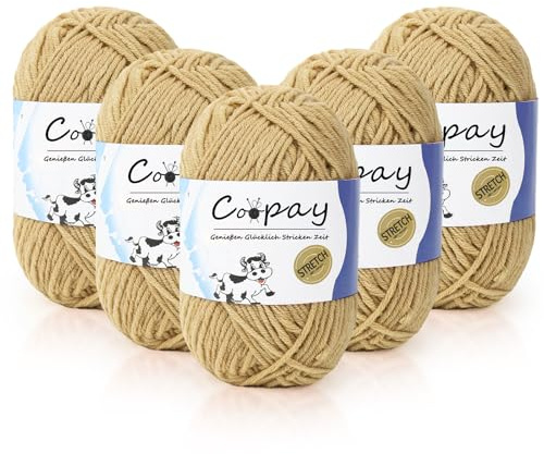 Coopay - Lana Faiding per uncinetto, 5 gomitoli x 50 g di filato morbido per uncinetto, adatto per principianti, per maglieria per bambini, morbidissima