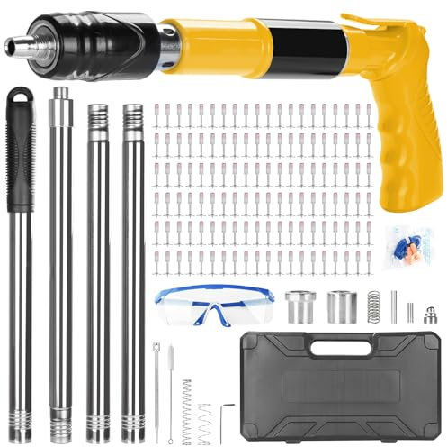 Beton Nagelpistole,Nagelpistole Kit mit 120pcs Nägeln, manuelle Stahl Nagelpistole Werkzeug mit 4 erweiterten Polen,Tragbare Decke Beton Nagelpistole Kit