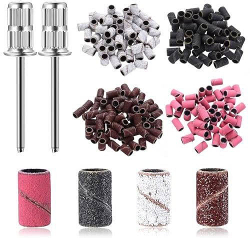ZHENGYYUU Set di 310 tappi abrasivi per unghie, fresa per unghie, 80/120/180/240 grit, professionale per nail art, con 2 punte per unghie