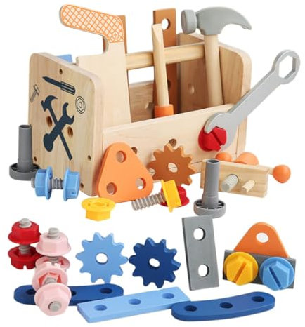 DIKACA 1Satz Multifunktionales Holzspielzeug Set Für Pädagogisches Lernspielzeug Mit Schraubenschlüssel Und Kreatives Werkzeug Für Jahren