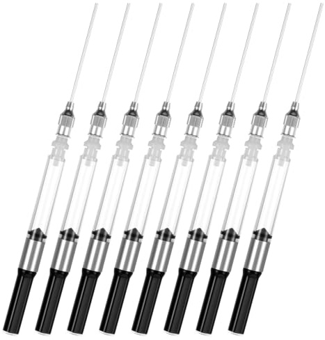 Fountain Pen Ink Syringe Filler, 8 Pcs Fountain Pen Syringe Push-pull Converter with Removable Needle Tip 3.4mm Bore Diameter Fountain-Pens Push-pull Converter for Refillable Fountain-Pens Inks
