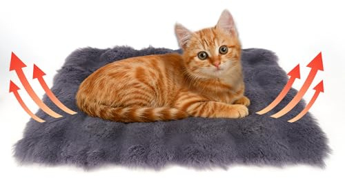 Zidoley Lit auto-chauffant et couverture pour chat - Couverture chauffante moelleuse pour chats et chiens - Sans électricité - Antidérapante - Douce et épaisse - Pour l'automne et l'hiver - 30 x 40 cm
