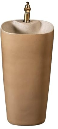 Lavandino moderno con piedistallo Lavandino da bagno in ceramica con piedistallo integrato giardino, rubinetto e kit di scarico