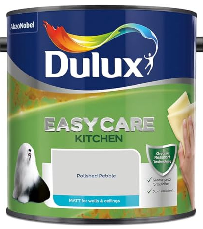 Polished Pebble Dulux Easycare Kitchen Matt Emulsion Paint 2.5L – Grease & Stain Resistant, Washable Matt Finish, Durable Interior Paint for Kitchen Walls & Ceilings
