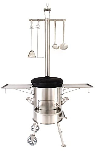 Grillmeister-Schwab Holzofen Elegant Premium Gulaschkanone Außenküche Campingofen Utschag Uchag Uchak Utschak Schmortopf Gusseisenkessel Syton