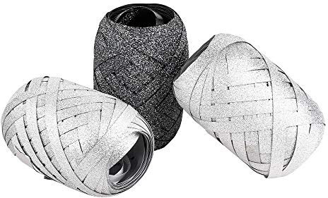 Ideen mit Herz Geschenk-Bänder | Schleife für Präsent | 5mm, je 10m lang | 2x silber- & 1x anthrazit-diamantiert | 3 Stück
