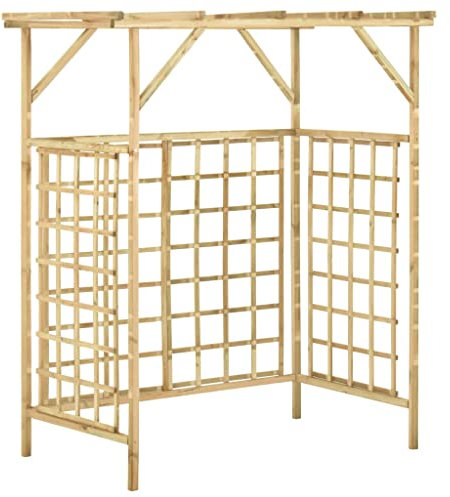 vidaXL Kiefernholz Imprägniert Pergola für 2 Mülltonnen Verrottungsfest Gartenpergola Holzpergola Rosenbogen Rankhilfe Terrasse Garten