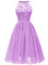 Robe de soirée élégante pour mariage - Dos nu - Swing - En mousseline de soie - Robe de cocktail, Violet, S