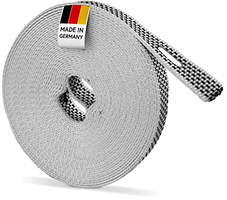 BAUHELD Correa de persiana enrollable de 6 m, 14 mm, fabricada en Alemania, para persianas enrollables en puertas y ventanas, alta resistencia al desgarro y estabilidad UV, apta para enrolladores de