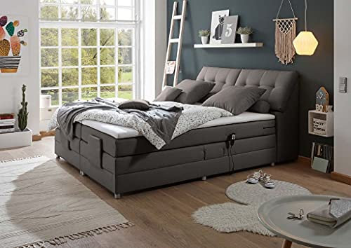Froschkönig24 Concord 180x200 cm Boxspringbett Bett Ehebett mit Motor, Farbe wählbar, Ausführung:Variante 1, Stoffbezug:Artemis 12 Elefant