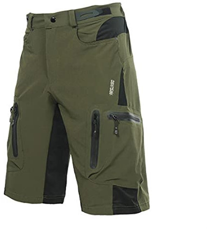 MUVLUX Herren Fahrradhose Herren MTB Shorts Baggy Shorts Mountainbike Shorts Radhose Mit Reißverschlusstaschen for Outdoor Running Gym Training (Color : A, Size : A(S))