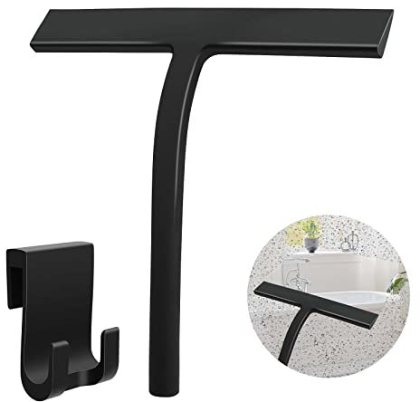 Tergivetro per Doccia in Silicone, Tergicristallo Doccia con Gancio, senza Foratura, 23 cm Larghezza Nero Tergivetro per Finestre Doccia Vetri Specchi Vetri Auto Piastrelle
