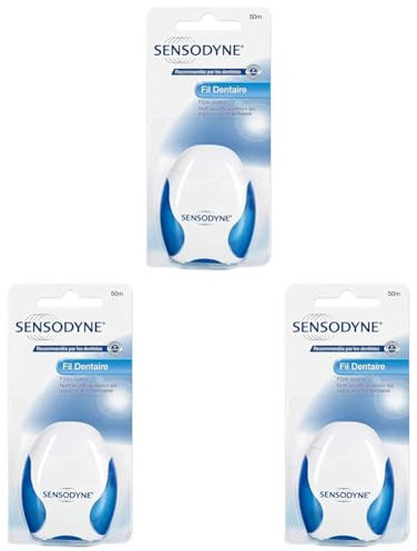 Sensodyne Fil Dentaire, Pour Dents Sensibles, 50 Mètres (Lot de 3)