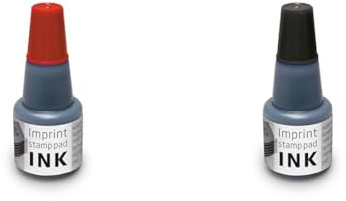 Imprint Stempelfarbe zum Nachfüllen für Stempelkissen 9072M & 9073M, Wasserbasierend Rot & Imprint Stempelfarbe zum Nachfüllen für Stempelkissen 9072M & 9074M, Wasserbasierend Schwarz