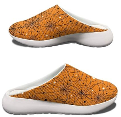 HUGS IDEA Sabots de jardin unisexes pour homme et femme - Sandales d'été - Pantoufles antidérapantes pour la plage, la douche, Araignées toile d'araignée d'Halloween, 44 EU