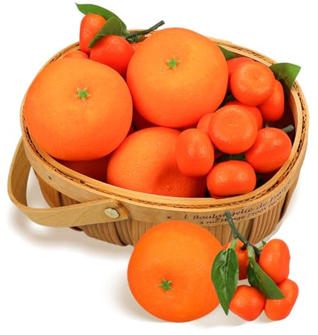 9 Piezas Naranjas Falsas, Naranjas Artificiales Decoración de Frutas Naranjas Falsas para Decoración Bandeja Frutero, Naranjas Decoración de Fiesta, Cocina
