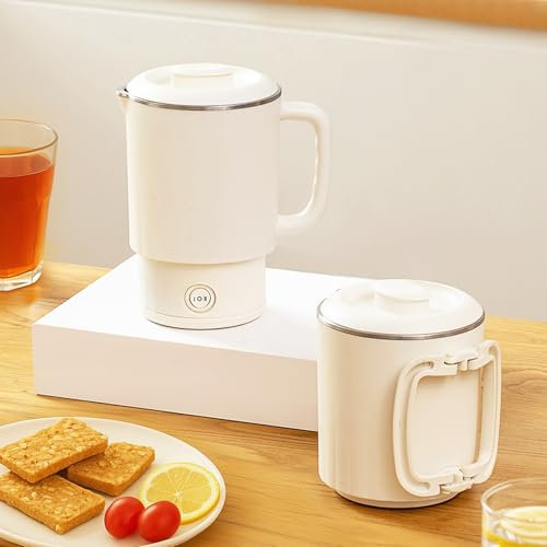 YudouTech Travel Foldable Electric Kettle,Portable Collapsible Tea Coffee Kettle with 2 Temperature Settings, Stainless Steel Hot Water Boiler for Fast Water Boiling