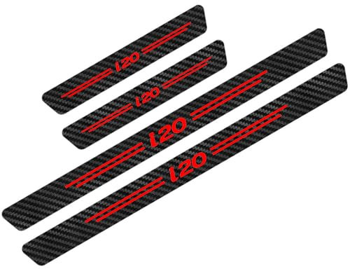KLHYWEN 4 Piezas Fibra de Carbono Protector Umbral Puerta Coche para Hyun-dai I20, Antideslizante Antiarañazos decoración Accesorios,Red