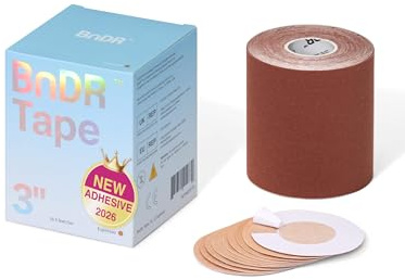 Bande de kinésiologie extra large avec protections de mamelons, bande de maintien thoracique pour personnes transgenres FTM 5 m (Espresso, 7,6 cm)