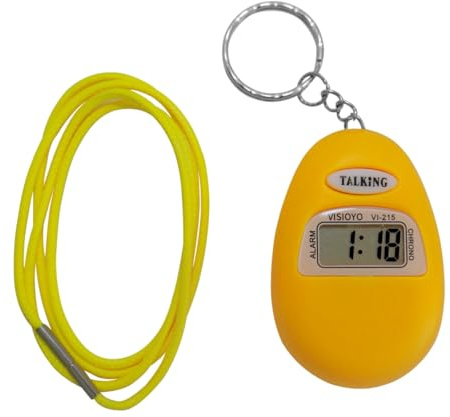 VISIOYO Annuncio Orario Vocale in Italiano - Portachiavi Parlante per Anziani e Non Vedenti - Annuncio Orario Vocale, Orologio Tascabile con Suono all'Ora (giallo)