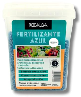 Abono Azul Universal 1 KG MUY EFICAZ | Fertilizante Granulado NPK 10-10-20 Magnesio y Microelementos | Potencia Raíces, Crecimiento y Floración | Para Huerta, Jardín, Césped y Macetas | Nexum Market