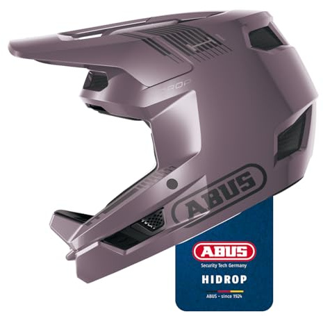 ABUS Downhill-Helm HiDrop, Fullface-Helm, Ash Purple, Talla M | Casco de ciclismo clasificado ASTM con carcasa ABS para MTB, Downhill, Enduro y Bikepark