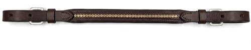 JA Horse JA3008 - Cinghia per sellino in pelle, lunghezza regolabile e morbida imbottita, con pietre glitterate per sicurezza e comfort, retro morbido (marrone)
