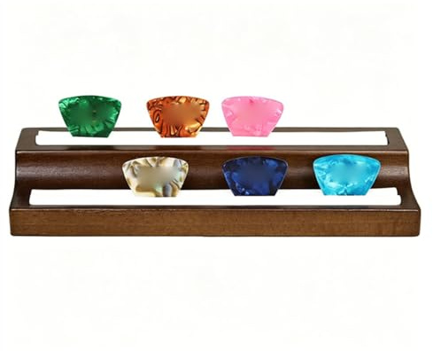 Fockety Guitar Pick-hållare i trä 2-vånings, 6-plockar Guitar Pick-display med Sammetsfoder och -förvaringsställ för Elektrisk Akustisk Ukulelebas (Stor)