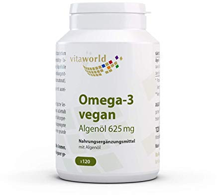 Vita World Omega 3 vegan Algenöl 625mg 120 Kapseln Deutsche Apotheker-Herstellung