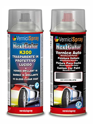Kit Vernice Auto Spray compatibile con VOLKSWAGEN - AUDI A3/S3 X7W EISSILBER MET. Trasparente Lucido kit ritocco vernice metallizzata 400+400 ml di Vernice Spray Graffi Auto