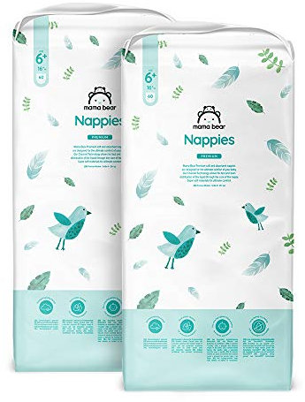 Amazon-Marke: Mama Bear Premium Windeln Größe 6+ (16+), Weiß, 120 Stück (2 Packungen mit 60)