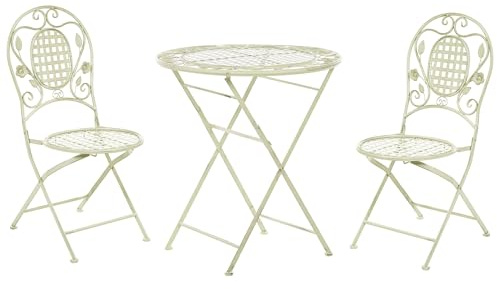 Garden Bistro Dukat Bord 2 Stolar Hopfällbar Ljusgrön Metal Bovio