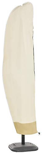 Outsunny Housse de Protection imperméable pour Parasol déporté avec Fermeture éclair et Cordon de Serrage Tissu Oxford avec revêtement PVC étanche Ø 56 x 220 cm Beige et café