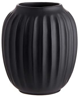 BUTLERS Blumenvase LIV Schwarze Keramik Vase Ø 12,5cm und 14cm hoch | Vintage Deko-Vase für Pampasgras und Trockenblumen | Vase für Tischdeko oder als Buchvase
