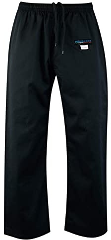 mmasport Kimono Karate in Cotone 230 gr 8 oz Divisa per Arti Marziali (6/190 cm, Pantalone, Nero)