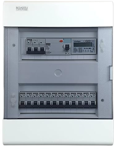 RoadEu Aufputz Sicherungskasten mit MID-Stromzähler | 3-phasig Verteilerkasten vorverdrahtet | FI 40A Typ A + LS B10/B16 | Unterverteilung für Gebäude & Werkstatt