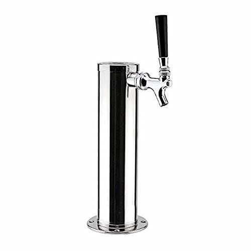 3'' Silber biersäule,Single Tap Edelstahl Einkopf-Weinsäule Fassbierturm Bierzapfanlage,Bierspender Mit Wasserhahn