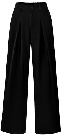 BTFBM Women High Waist Palazzo Pants Summer 2026 Casual Wide Leg Trousers Loose Work Office Business Suit Pant Pockets(Black, Large)