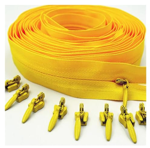 TYNXK Chiusure Lampo 3# 5/10/20 Metri con cursore 10/20/30 Cerniera Invisibile in Nylon utilizzata for Borse for Abbigliamento 20 Colori Continua(Golden,10 Meters 20 Slider_3#)