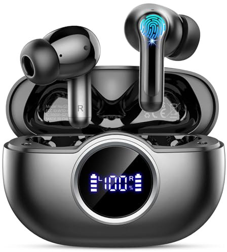Wireless Earbuds, Bluetooth 5.4 Headphones in Ear New Wireless Headphones with 4 ENC Noise Cancelling Mics, Deep Bass Stereo Wireless Earphones 36H Playtime, Ear Buds IP7 Waterproof/LED Display/USB-C