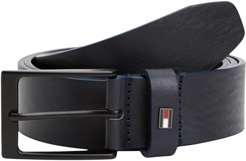 Tommy Hilfiger Herren Gürtel Layton 3,5 cm Ledergürtel, Blau (Space Blue), 90 cm