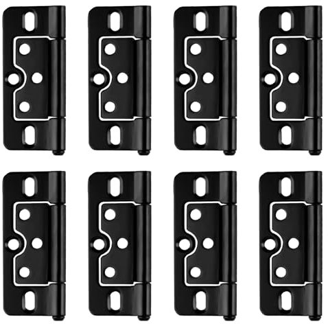 8pcs Bisagras Puertas Madera,Bisagras Negras para Puertas de Madera,Bisagras para Puertas Plegables Silenciosas y Sin Embutir,Bisagras de Puerta para Interiores Exteriores Ventanas Armarios, 76x35mm