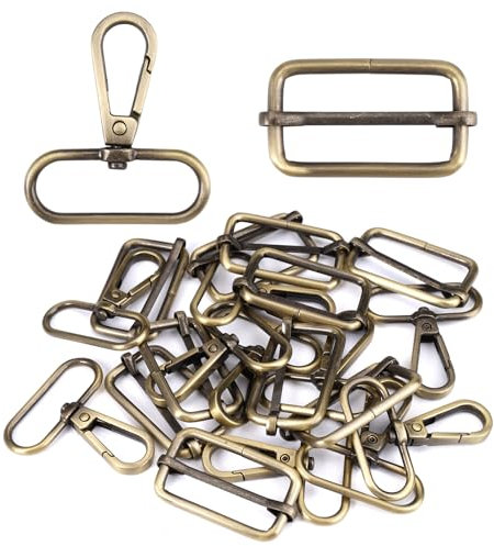 20 Stück Drehbare Karabinerhaken, Taschenzubehör zum Nähen, Schlüsselanhänger D-Ringe, Metall Schnallen Schieber, für Taschen Geldbörse Schlüsselanhänger und Hundehalsbänder DIY Zubehör (Bronze)